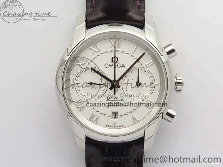 0325 De Ville Chronograph SS OMF 1:1 Best Edition White Dial On Brown Leather strap A Versatile 8111